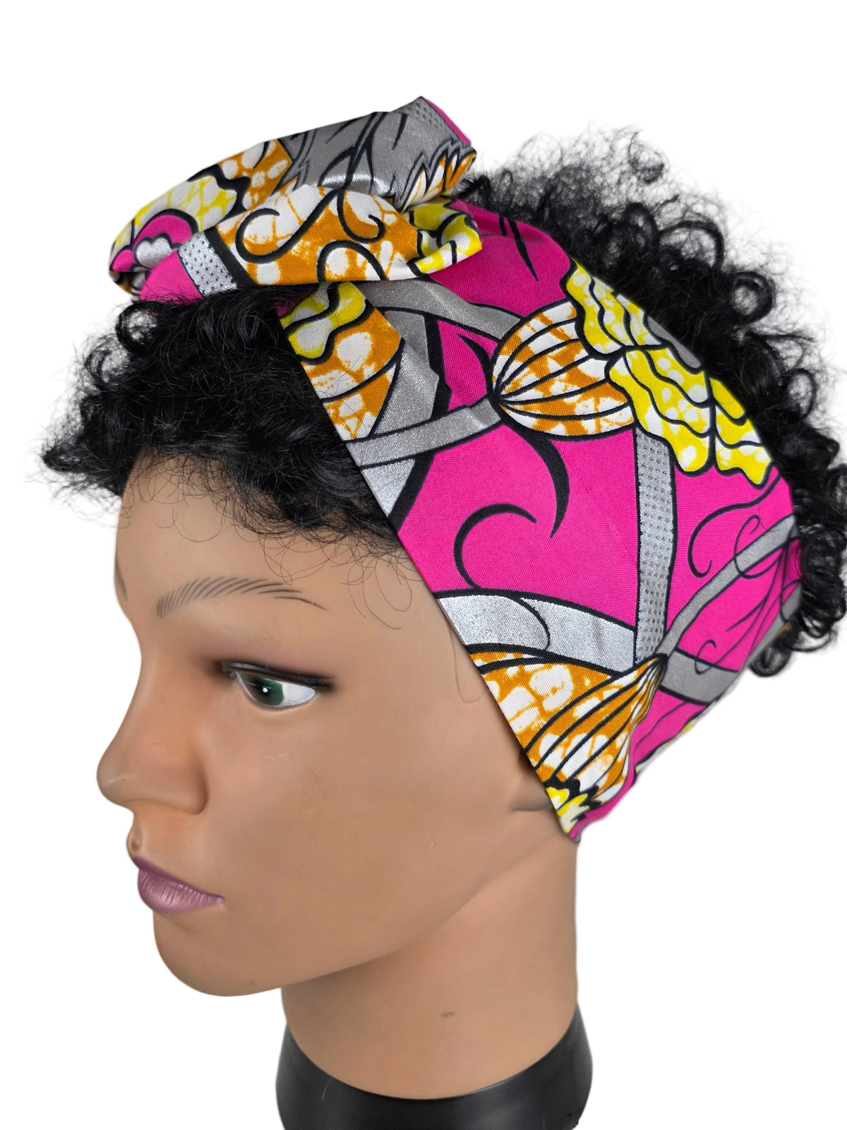 Turban OU Bandeau - avec tige métallique en wax rose