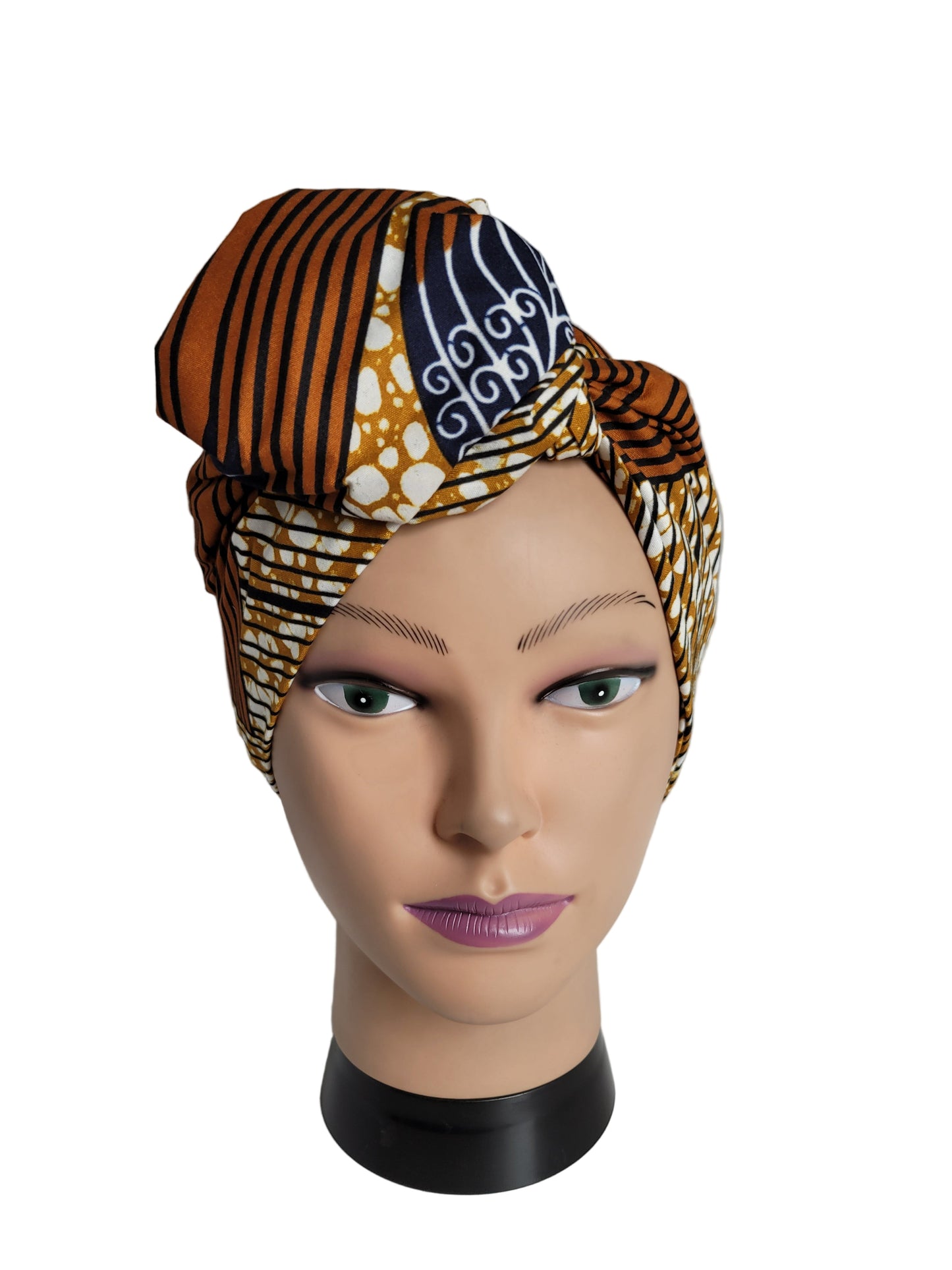 Turban Femme - ANNA - à tige malléable - Imprimé Wax