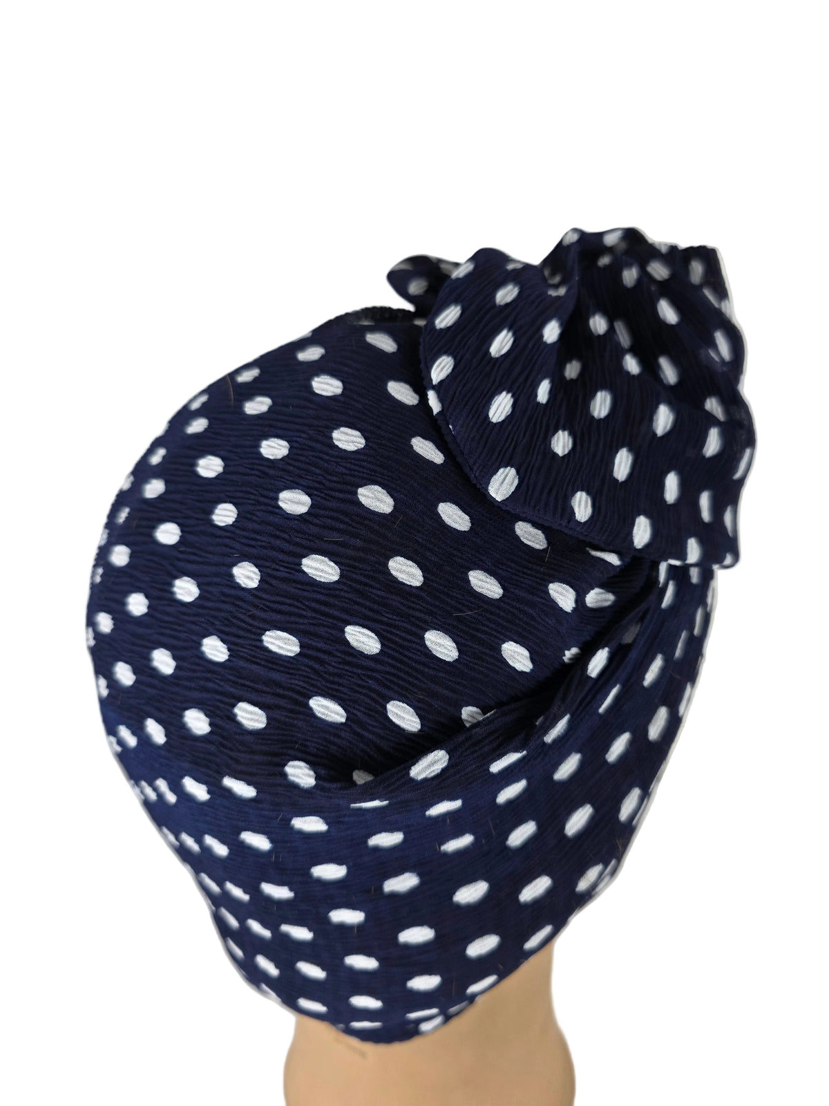 Turban - BETTY - à tige flexible - Série Mousseline crinkle à pois