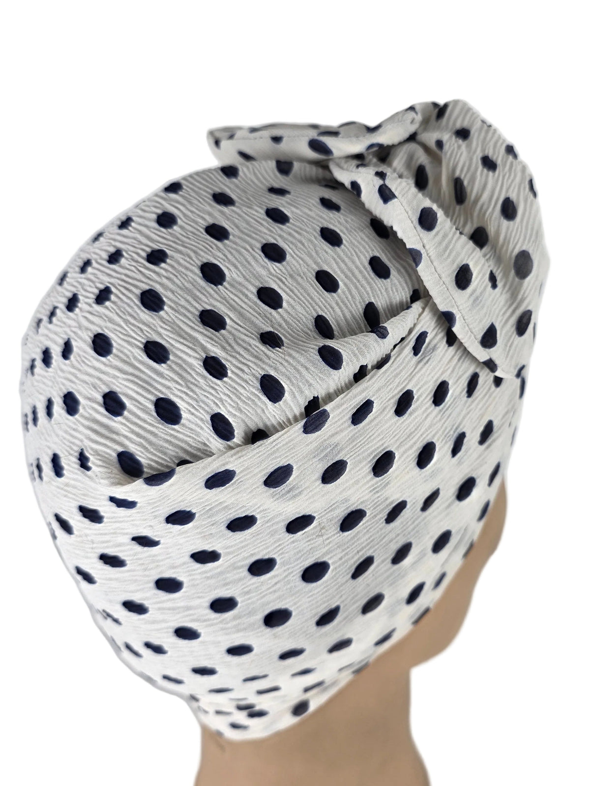 Turban - BETTY - à tige flexible - Série Mousseline crinkle à pois