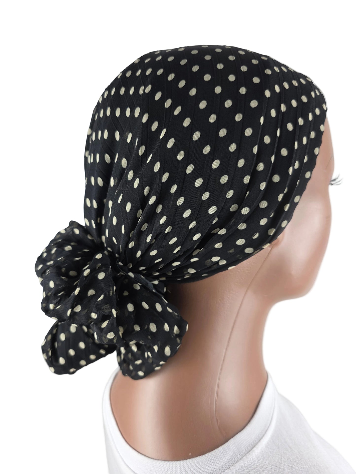 Mini voile - ABBY- mini hijab avec bonnet intégré + chouchou - Motifs pois divers coloris