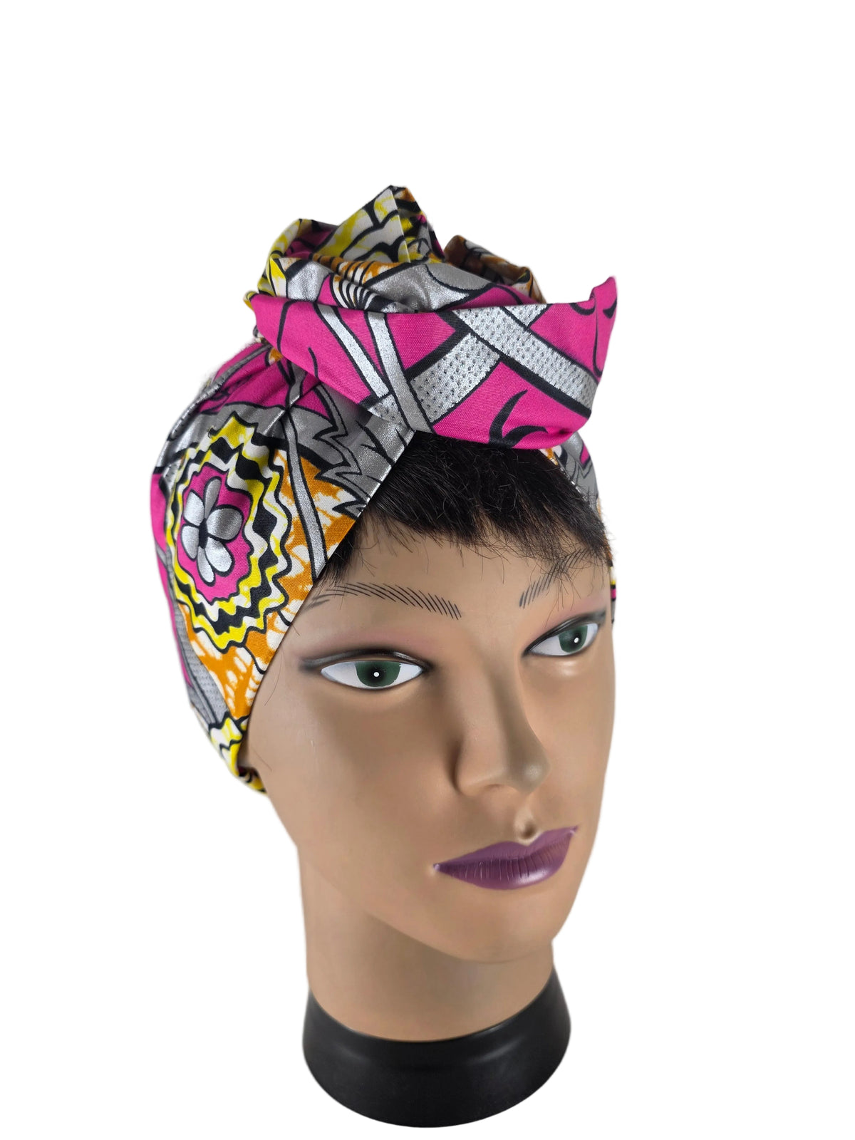 Turban OU Bandeau - avec tige métallique en wax rose