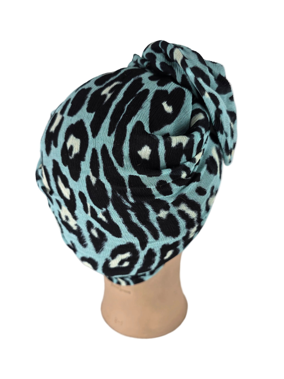 Turban - BETTY - à tige flexible - Mousseline crinkle motif léopard