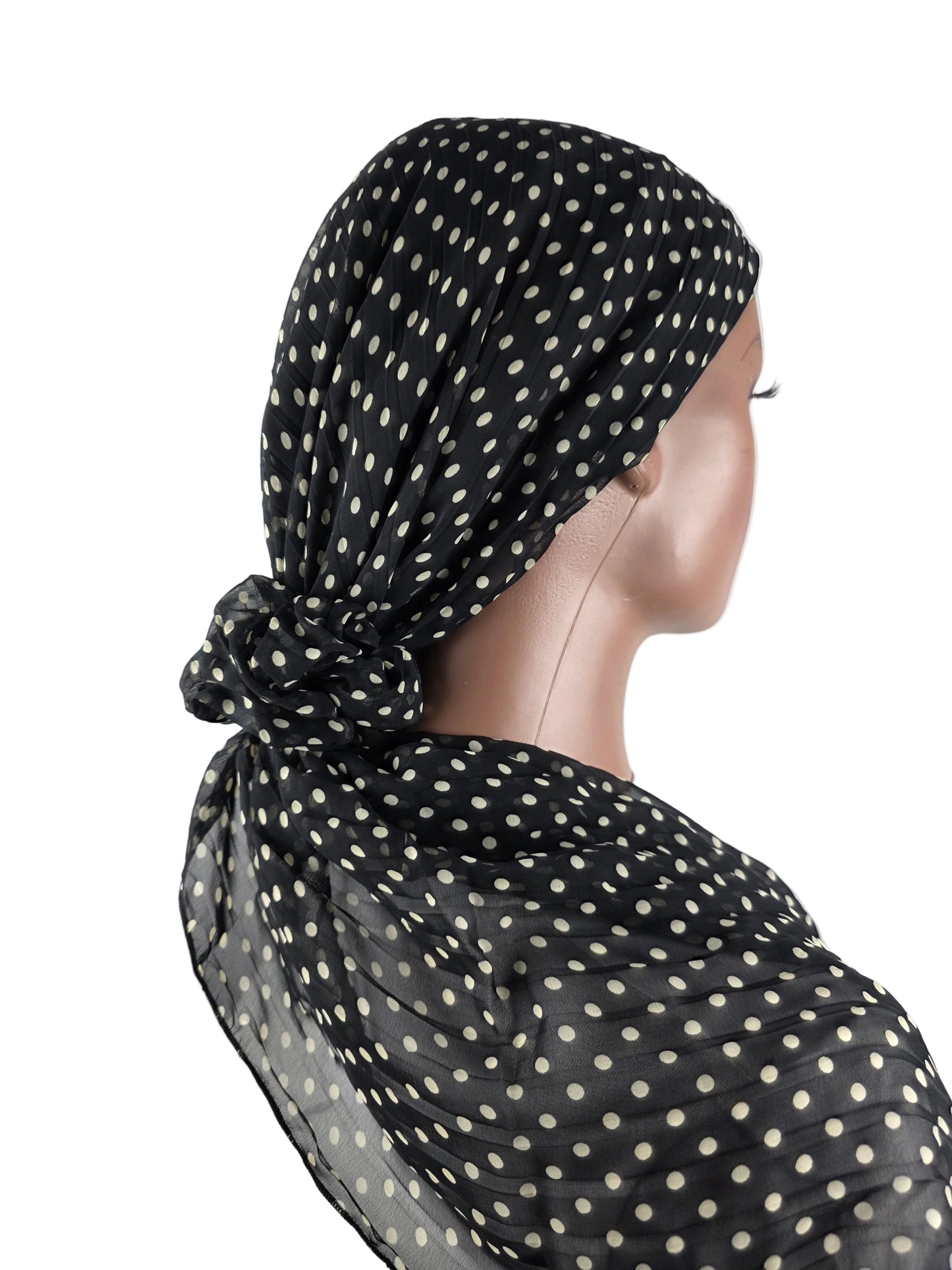 Mini voile - ABBY- mini hijab avec bonnet intégré + chouchou - Motifs pois divers coloris