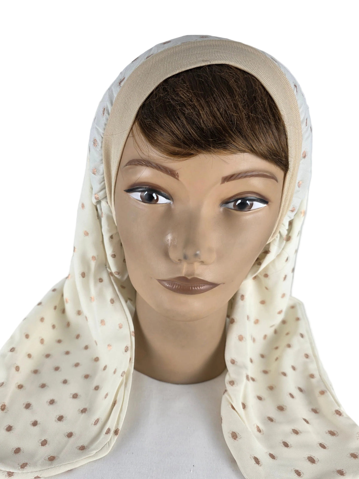 Turban - BETTY - à tige flexible - Série crêpe à pois pailletés argentés