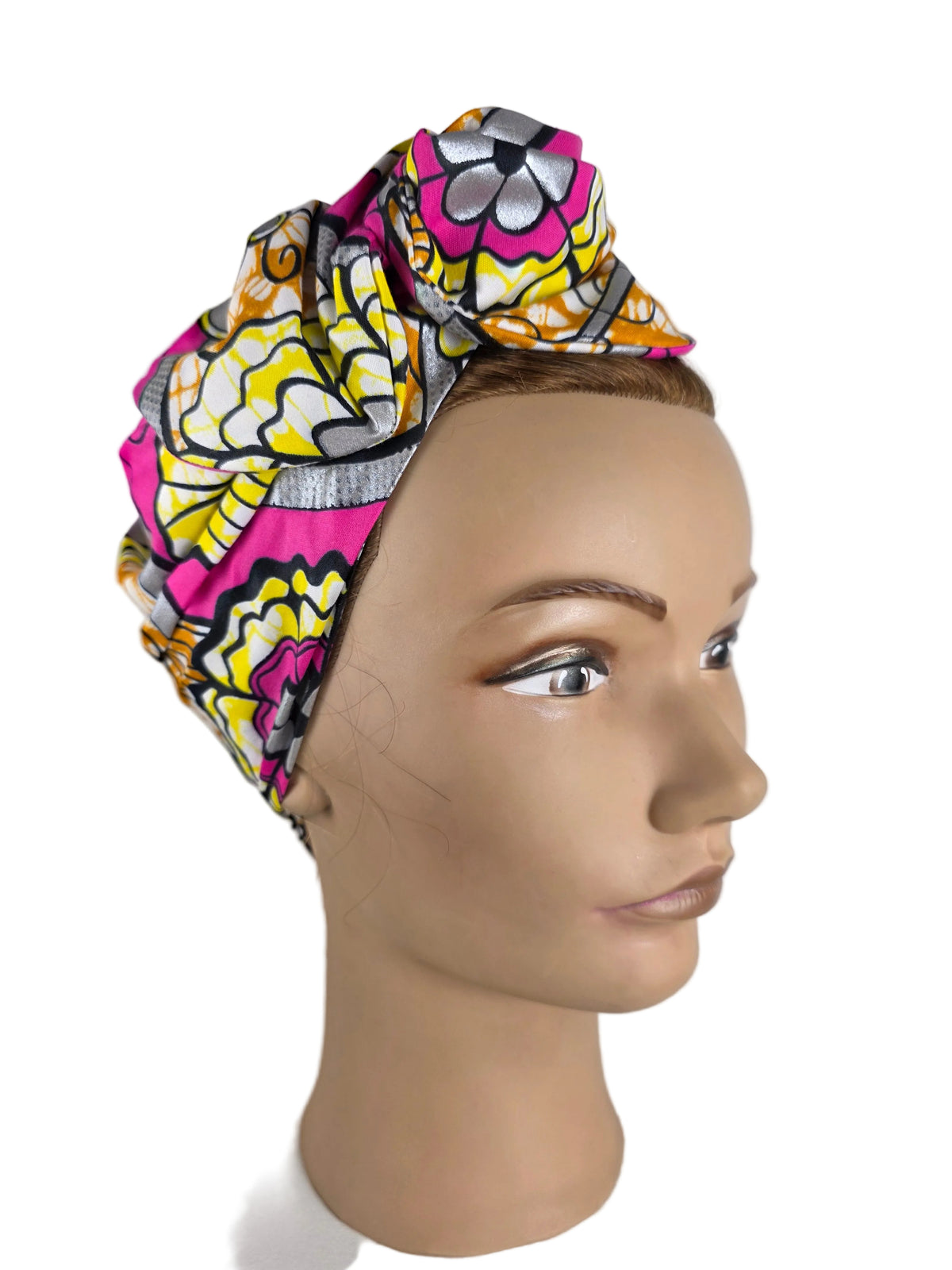 Turban OU Bandeau - avec tige métallique en wax rose