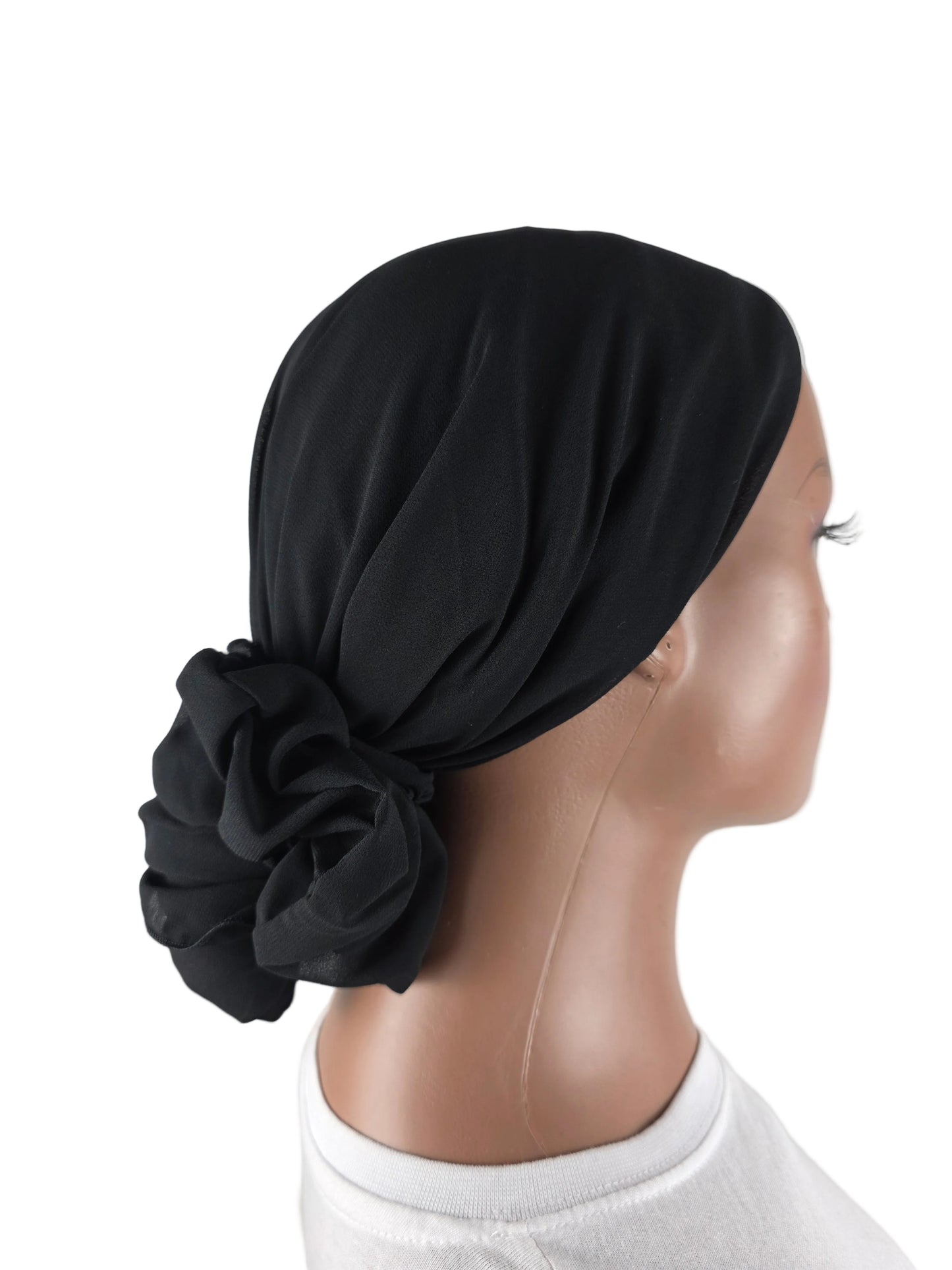 Mini voile - ABBY- mini hijab avec bonnet intégré + chouchou - diverses couleurs unies