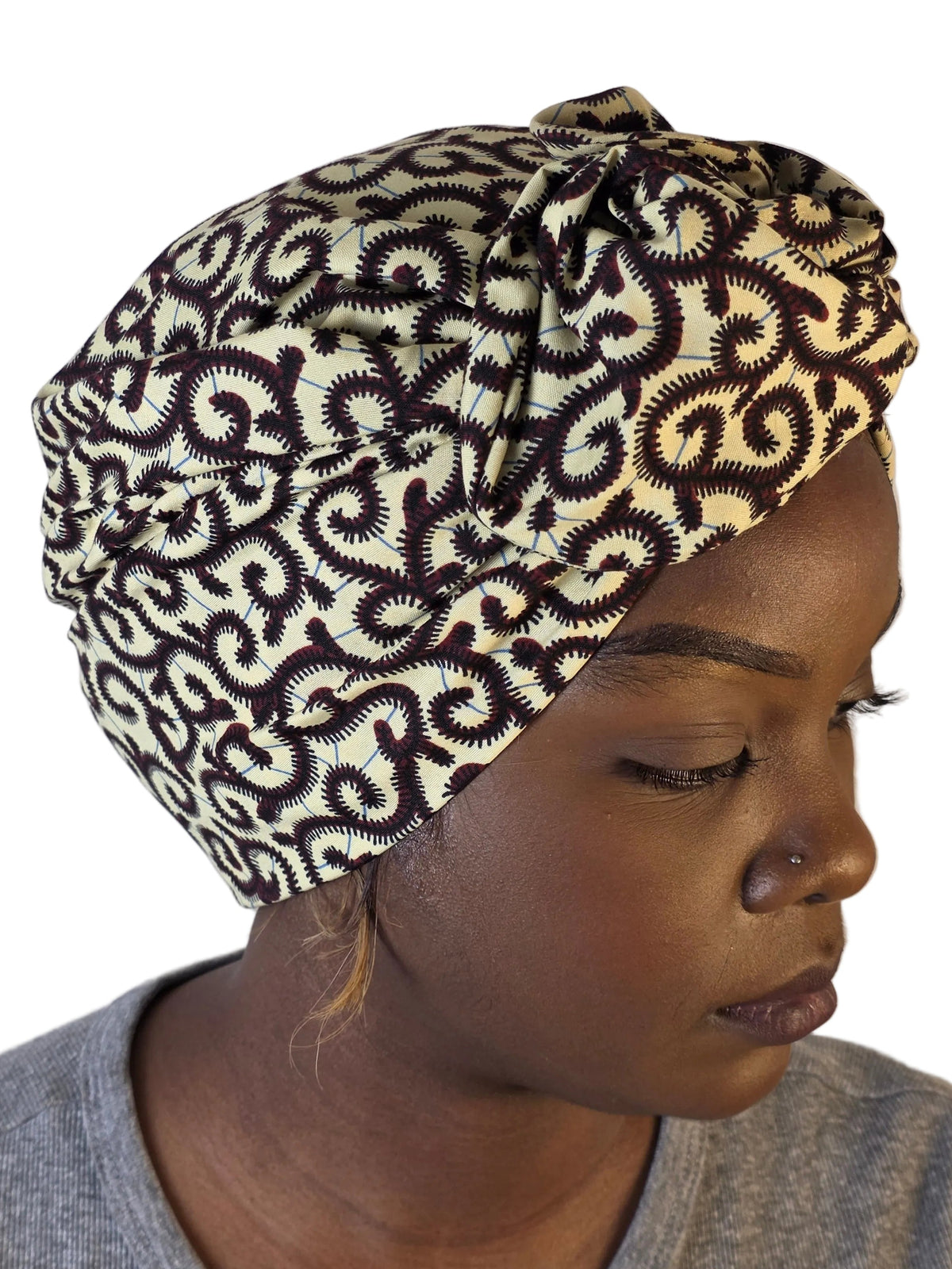 Turban Femme - BETTY - à tige flexible en imprimés wax