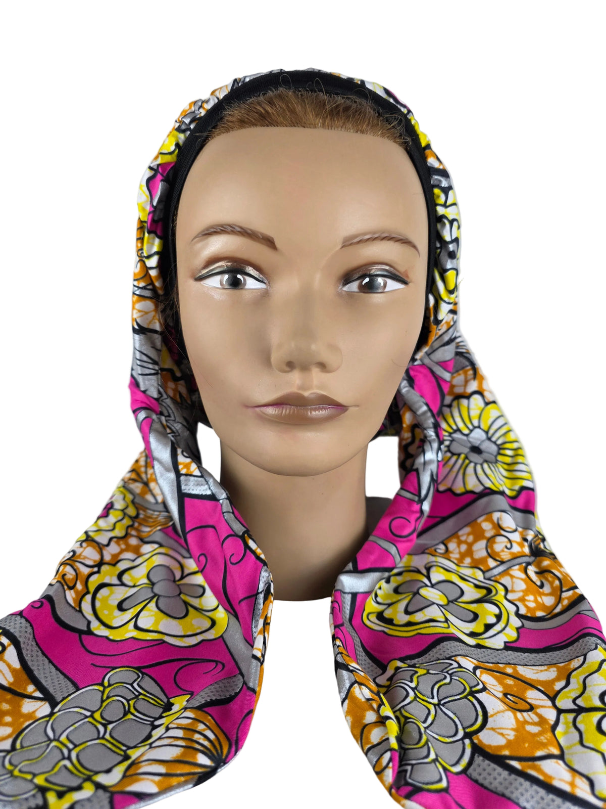 Turban OU Bandeau - avec tige métallique en wax rose
