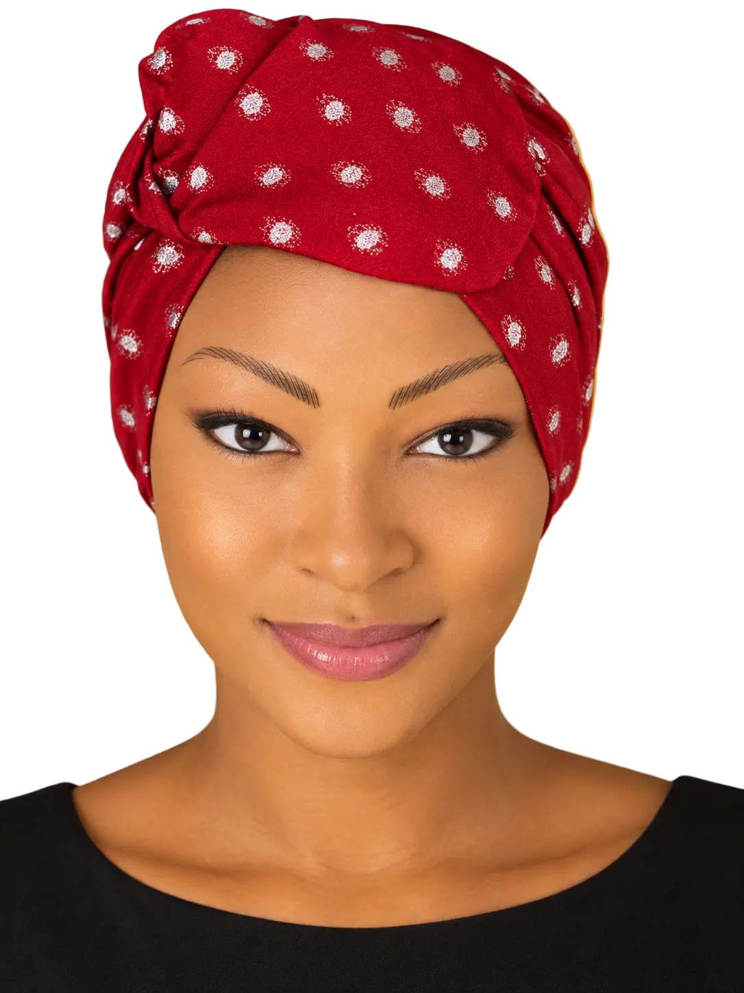 Turban - BETTY - à tige flexible - Série crêpe à pois pailletés argentés
