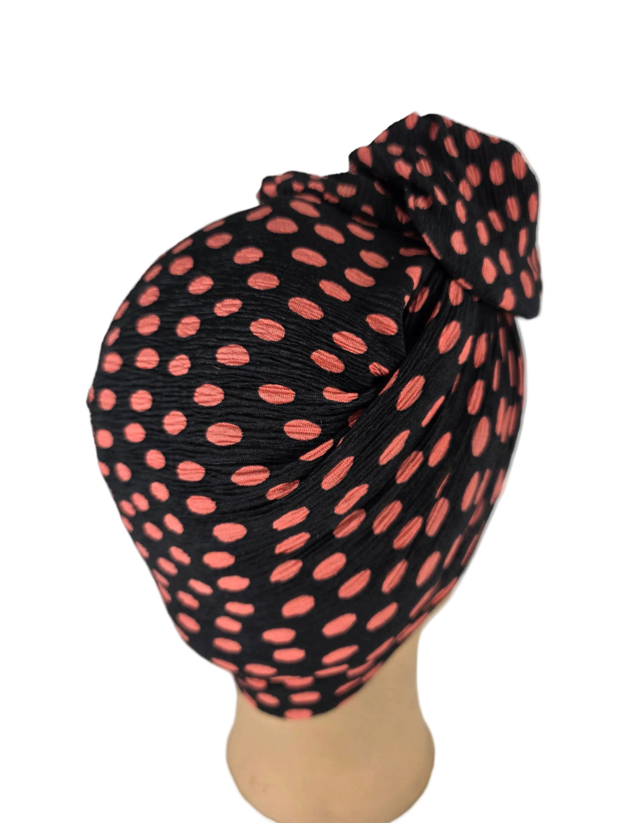 Turban - BETTY - à tige flexible - Série Mousseline crinkle à pois