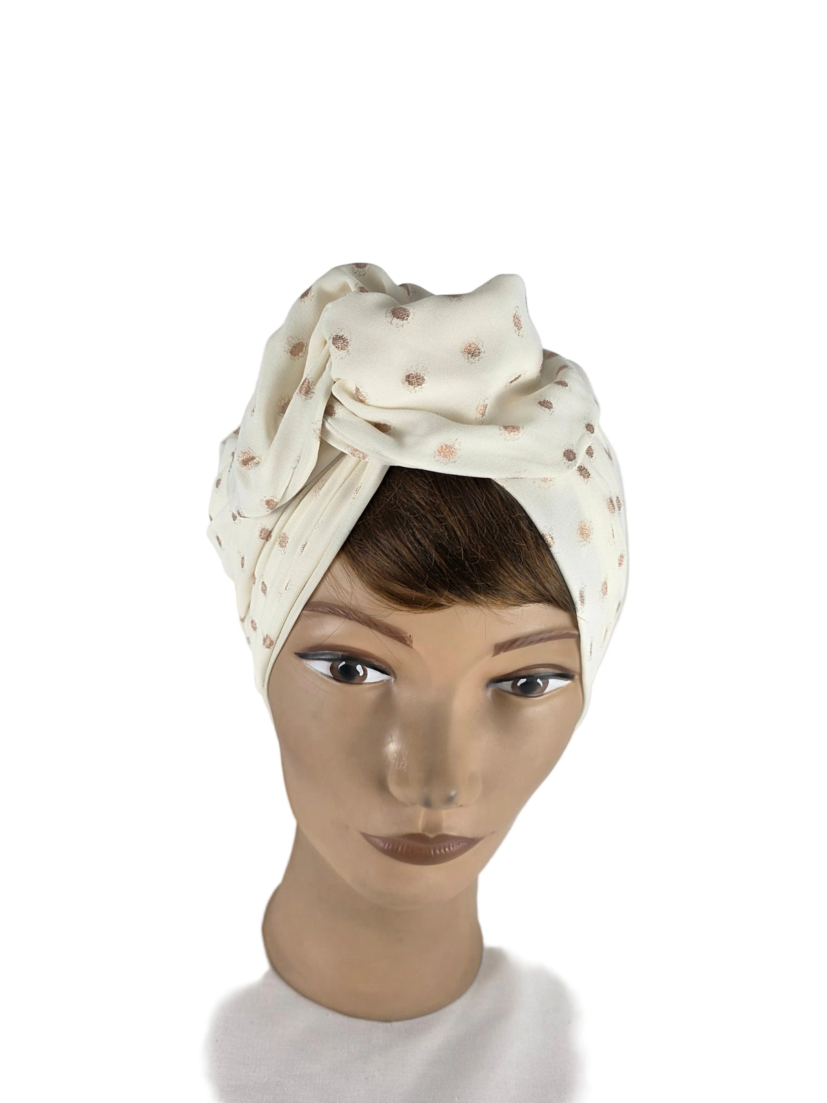 Turban - BETTY - à tige flexible - Série crêpe à pois pailletés argentés